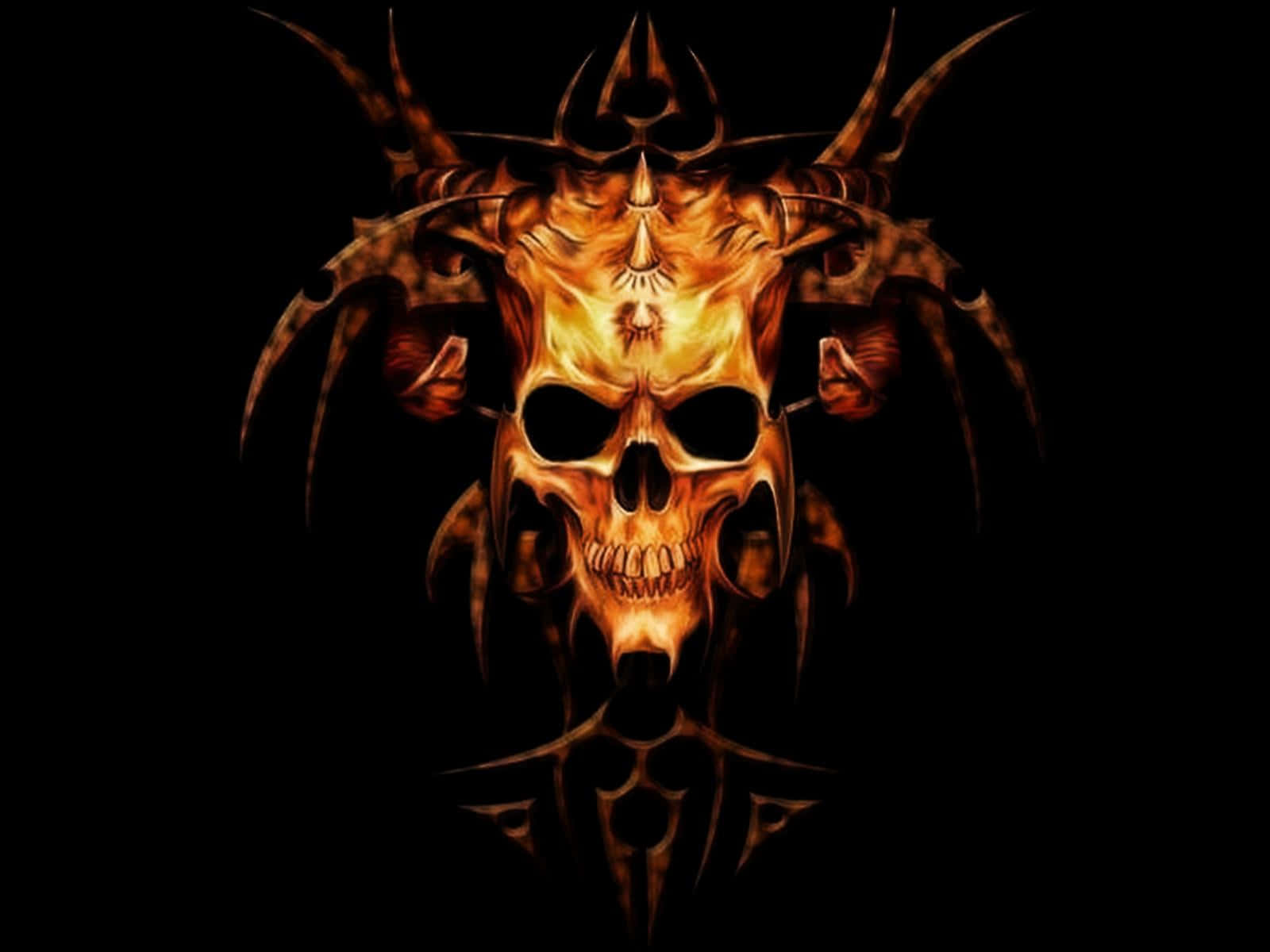 Brutal Fire Skeleton Background