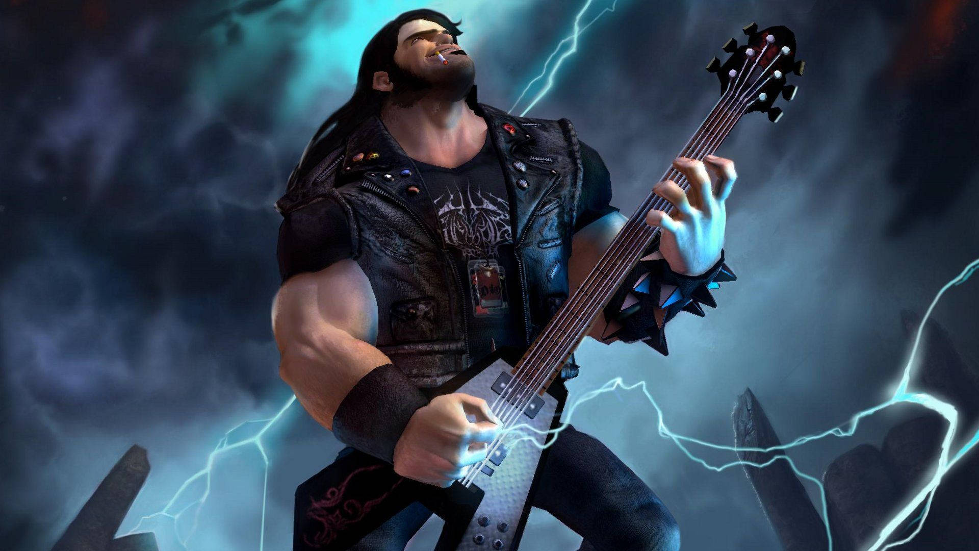 Brutal Legend Eddie Riggs With Guitar Background