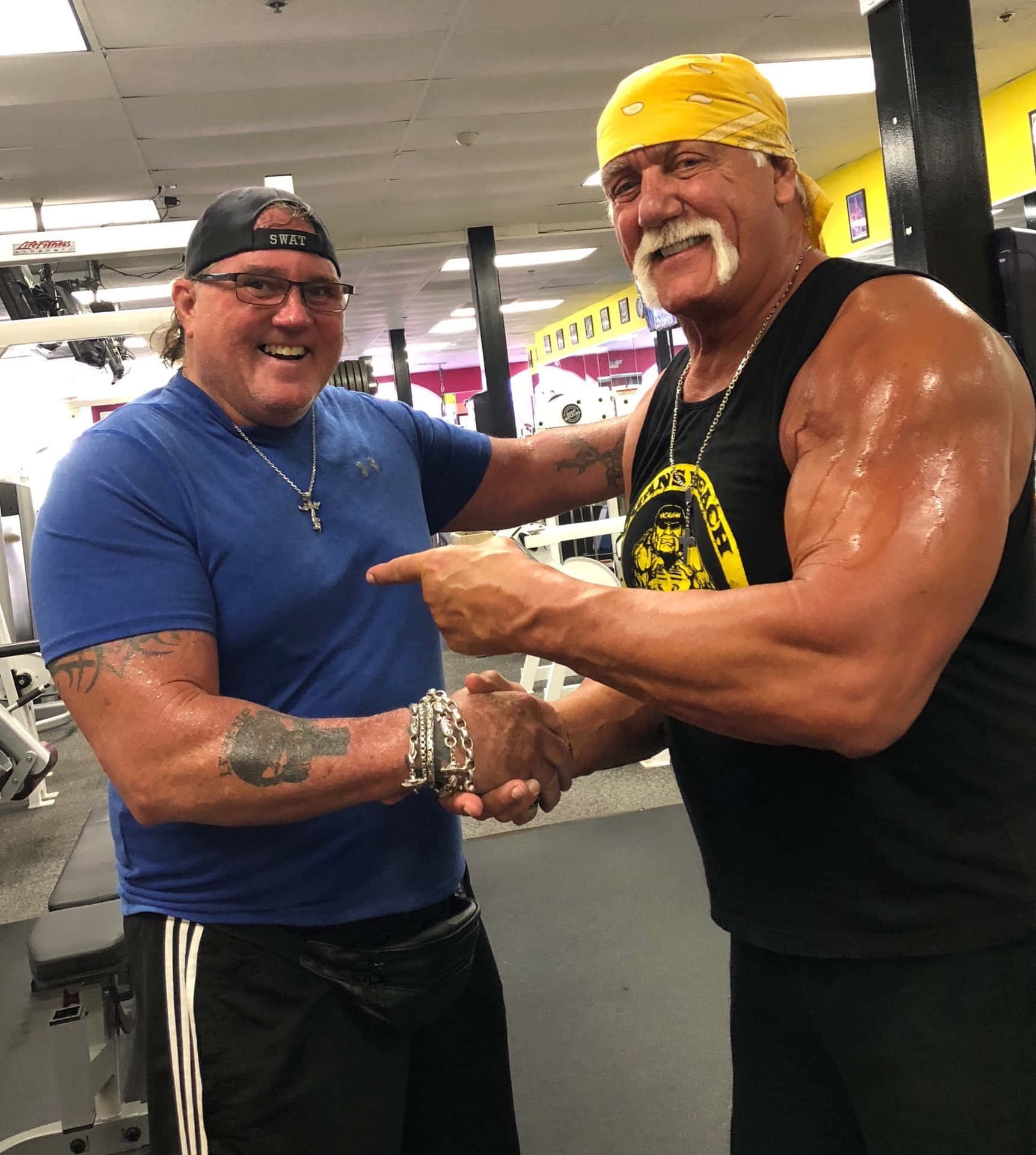 Brutus 'the Barber' Beefcake Alongside Hulk Hogan In Their Prime. Background