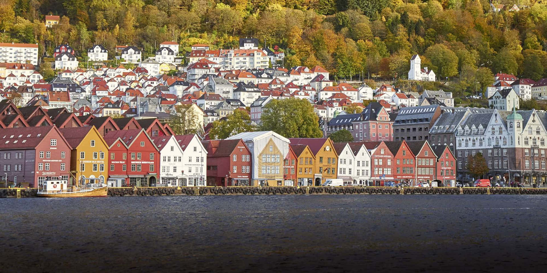Bryggen Historic Haneseatic Wharf Bergen Background