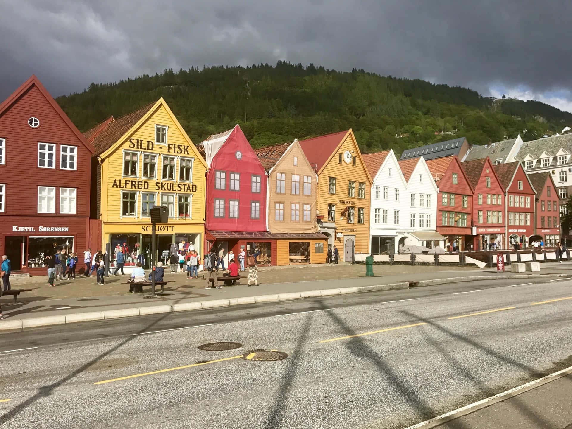 Bryggen Historic Norwegian Buildings Background