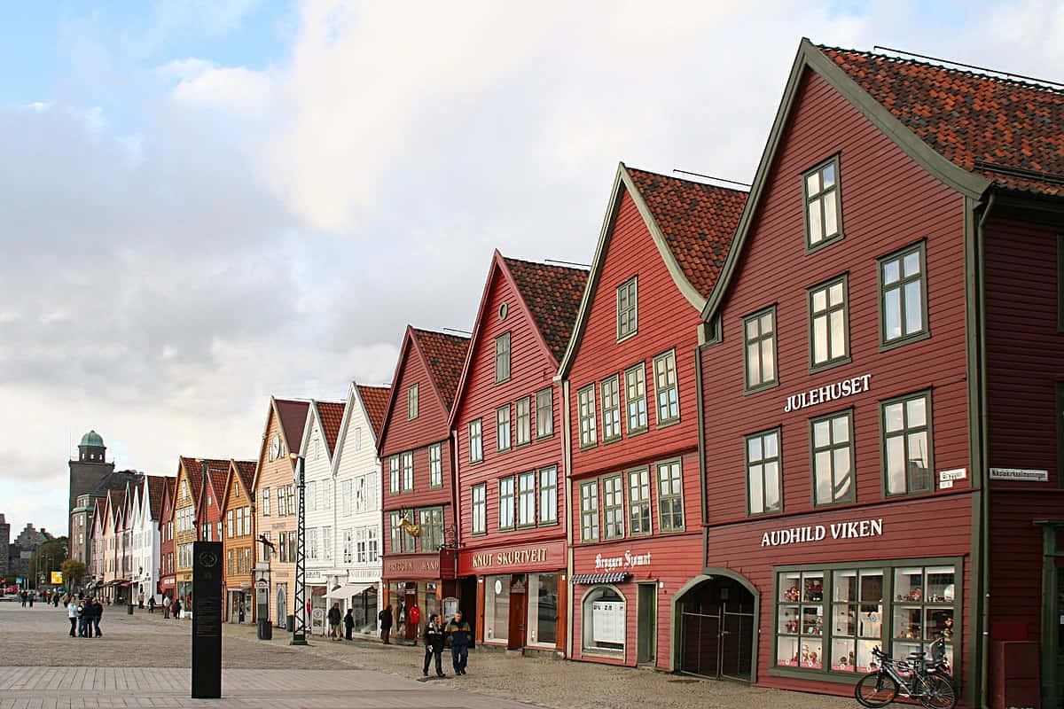 Bryggen Historic Norwegian Hanseatic Buildings Background