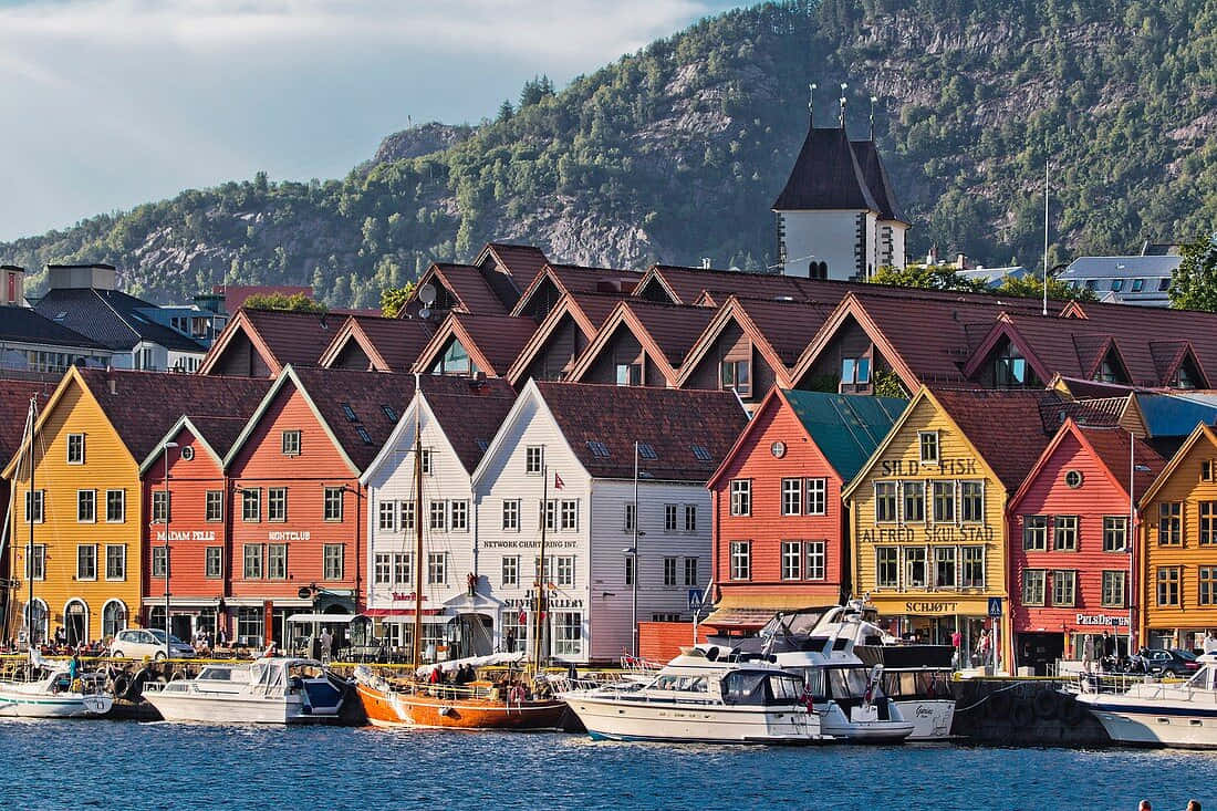 Bryggen Historic Norwegian Harbor Background
