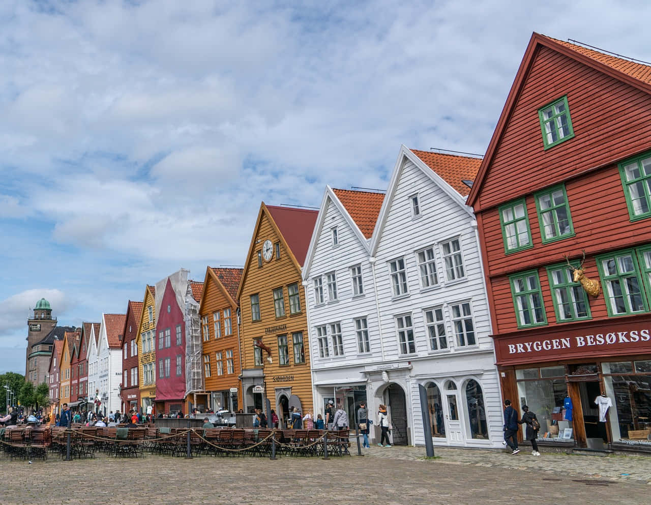 Bryggen Historic Norwegian Harbor Background