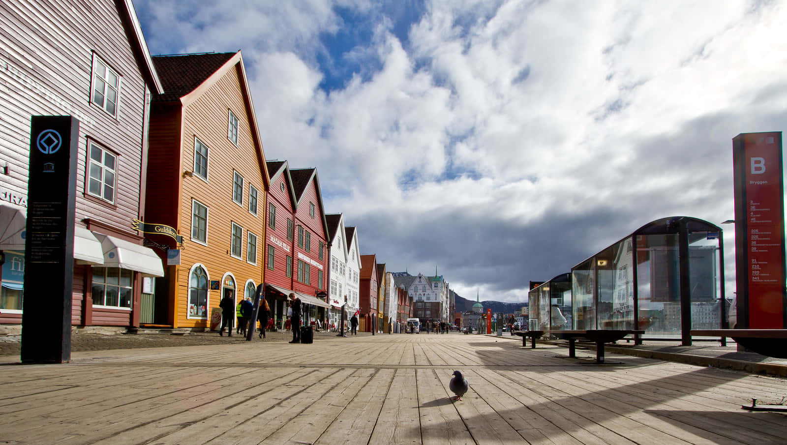 Bryggen Historic Waterfront Bergen Norway Background