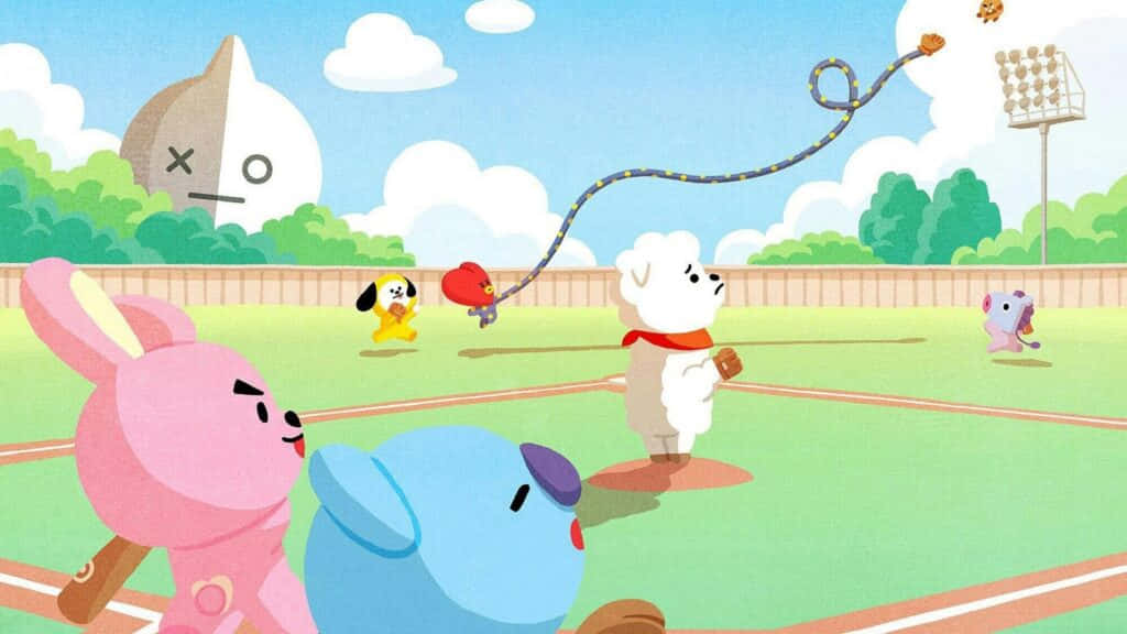 Bt21 4k Playing Baseball Background