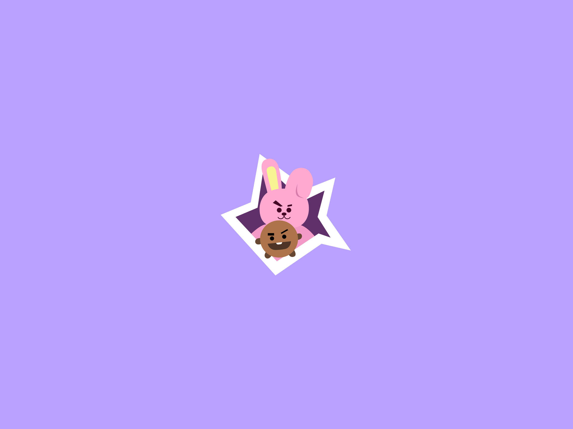 Bt21 Cooky And Shooky In Purple Background