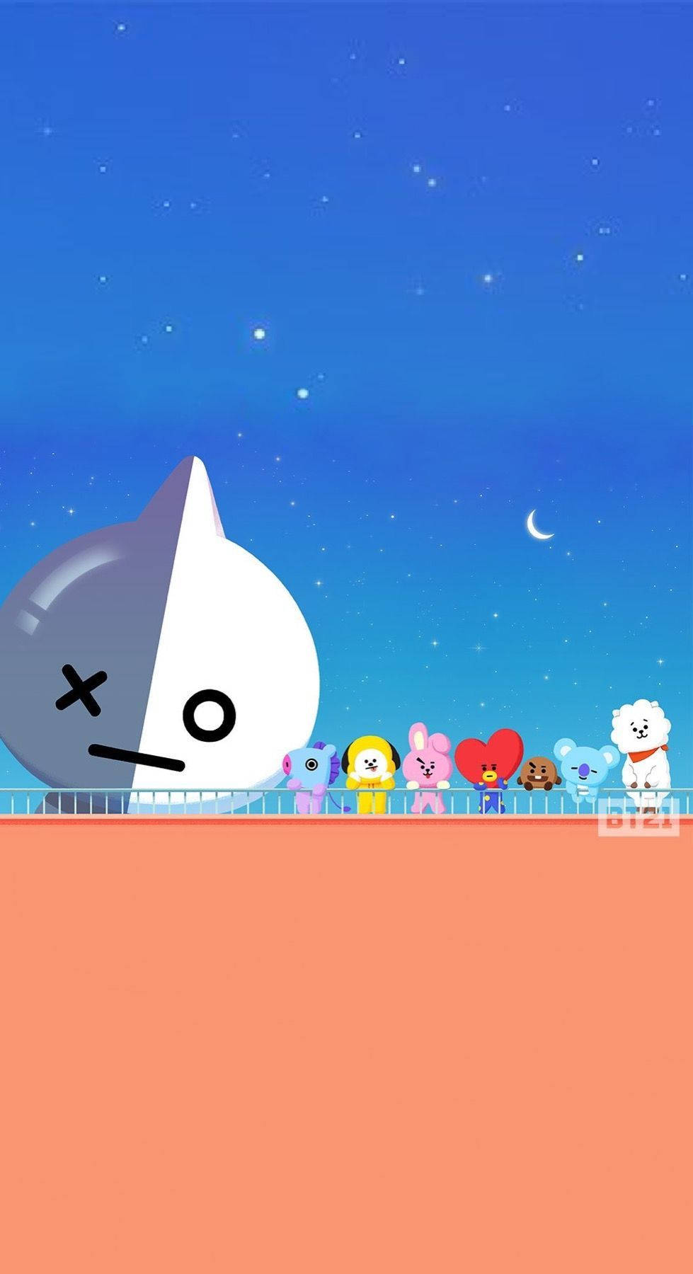 Bt21 Van And Friends At Night Time Background