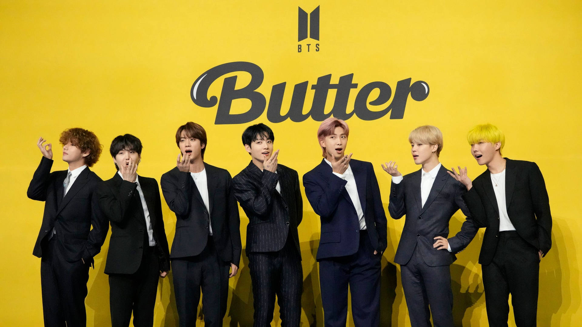 Bts 2021 In Front Of Butter Sign Background