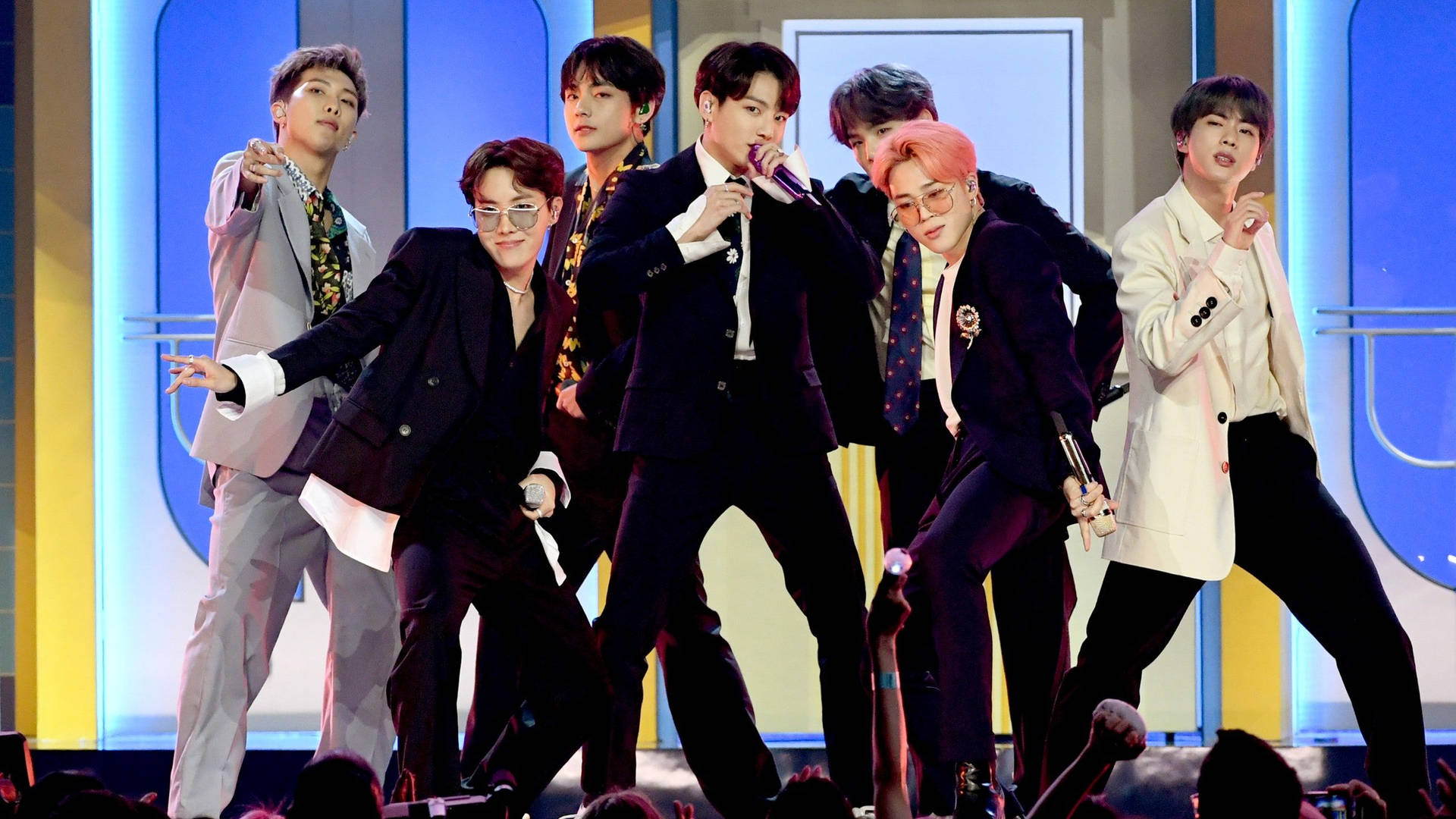 Bts 2021 Performing On Stage Background