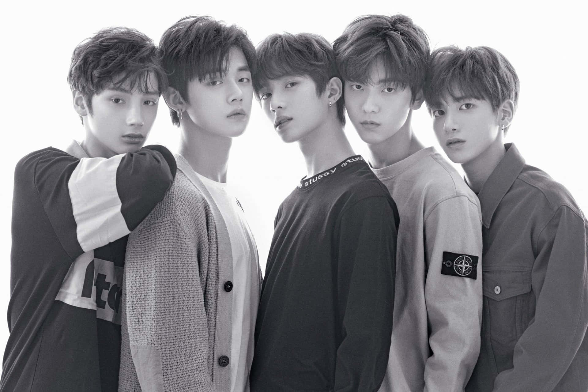 Bts - A Group Of Young Men Standing Together Background