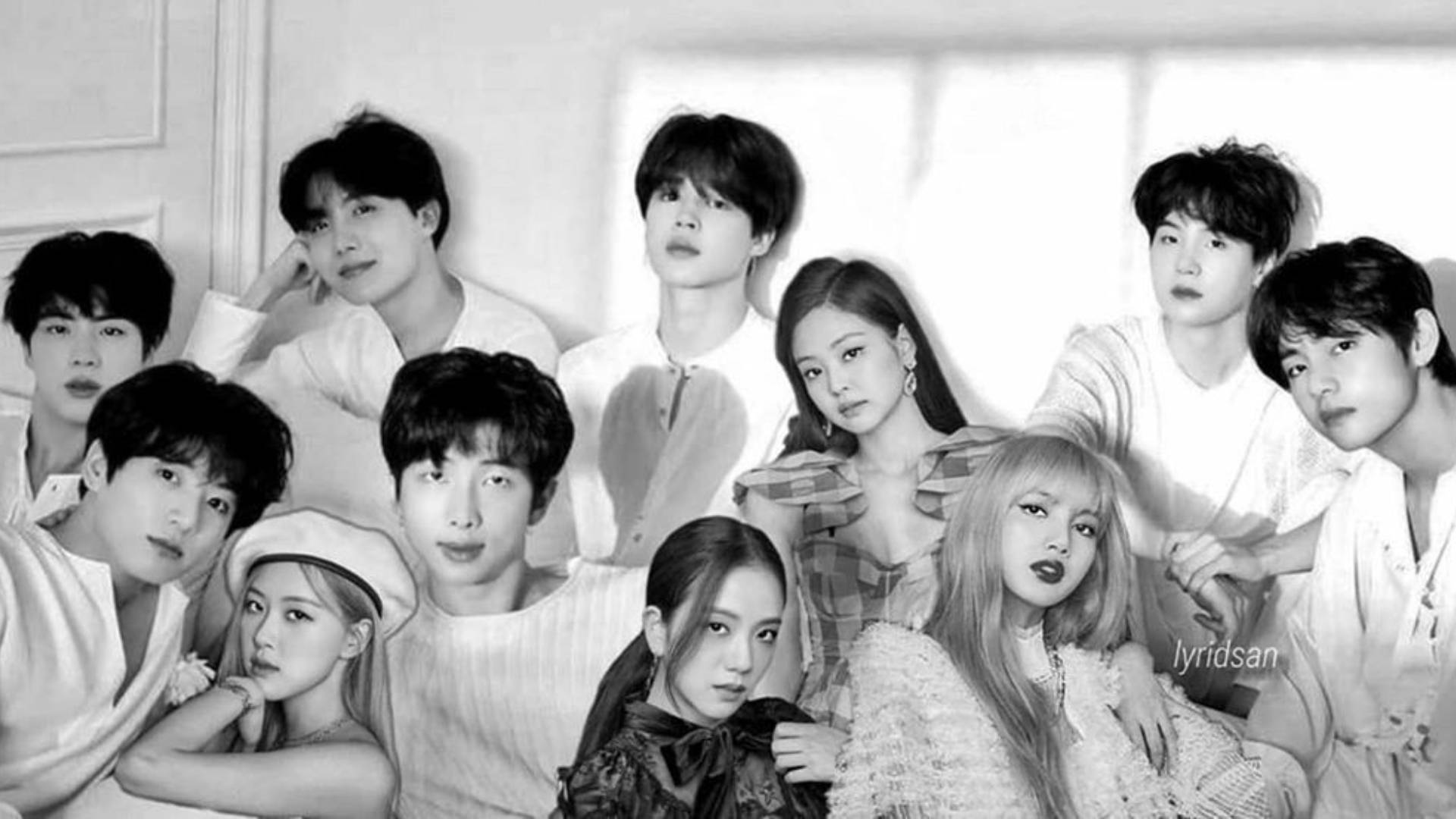 Bts And Blackpink Grayscale Background