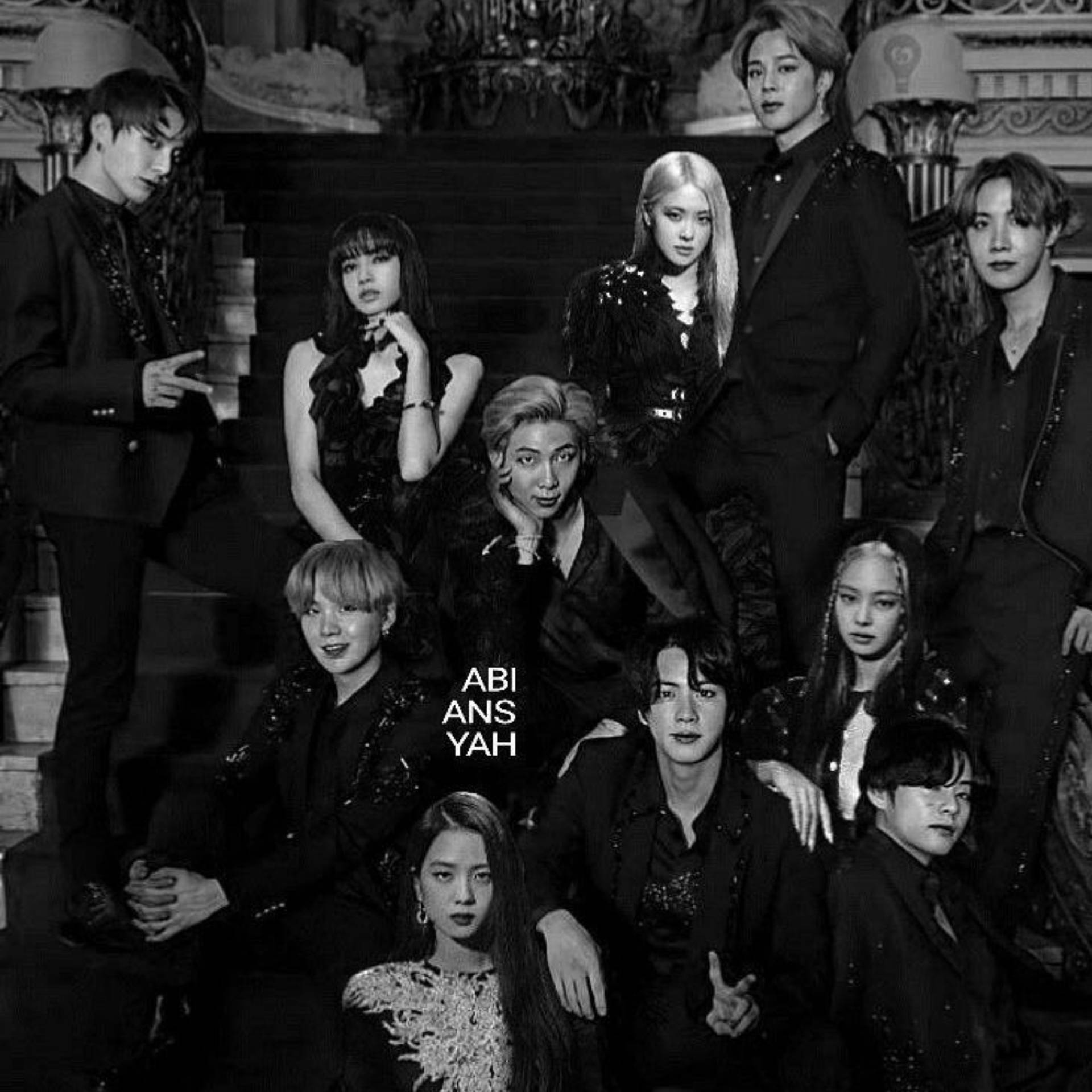 Bts And Blackpink In Grand Staircase Background