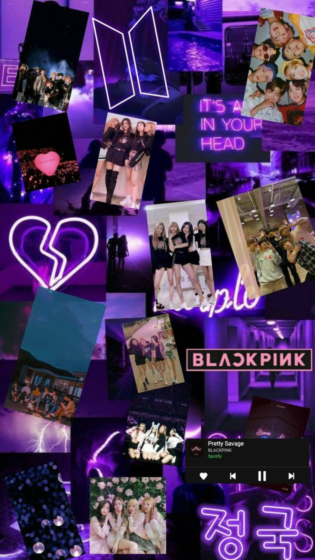 Bts And Blackpink Purple Neon Light Background