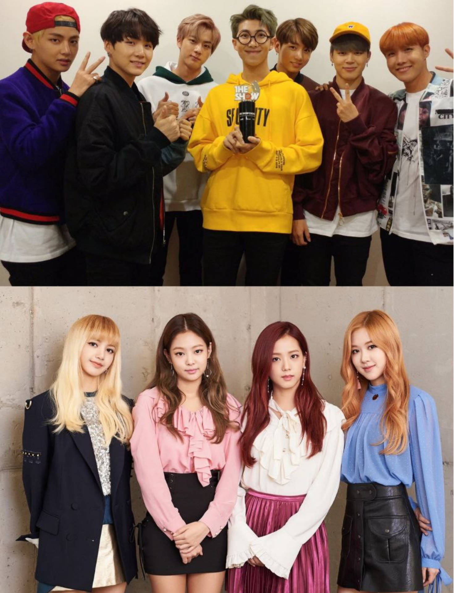 Bts And Blackpink Standing In Group Photos