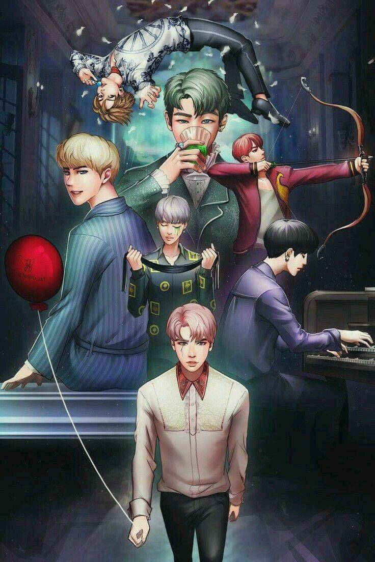 Bts Anime Blood Sweat And Tears Fanart Background