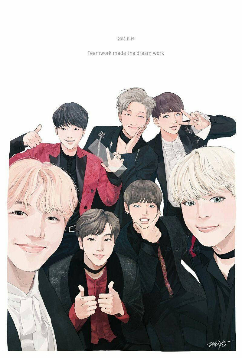 Bts Anime Group Picture Background