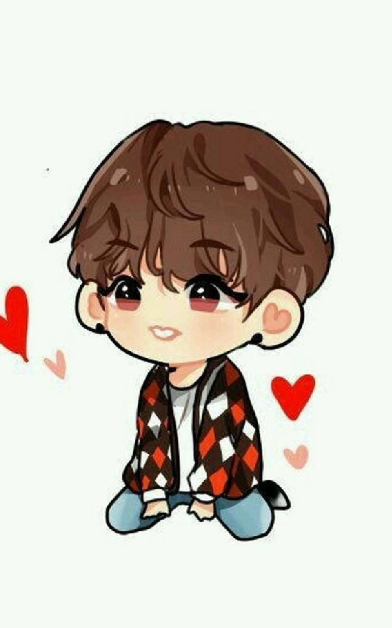 Bts Anime V With Hearts Background