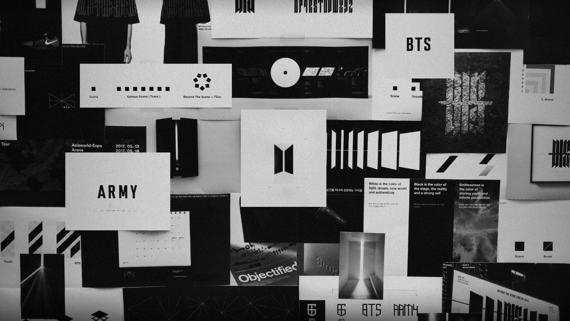 Bts Black And White Collage Laptop Background