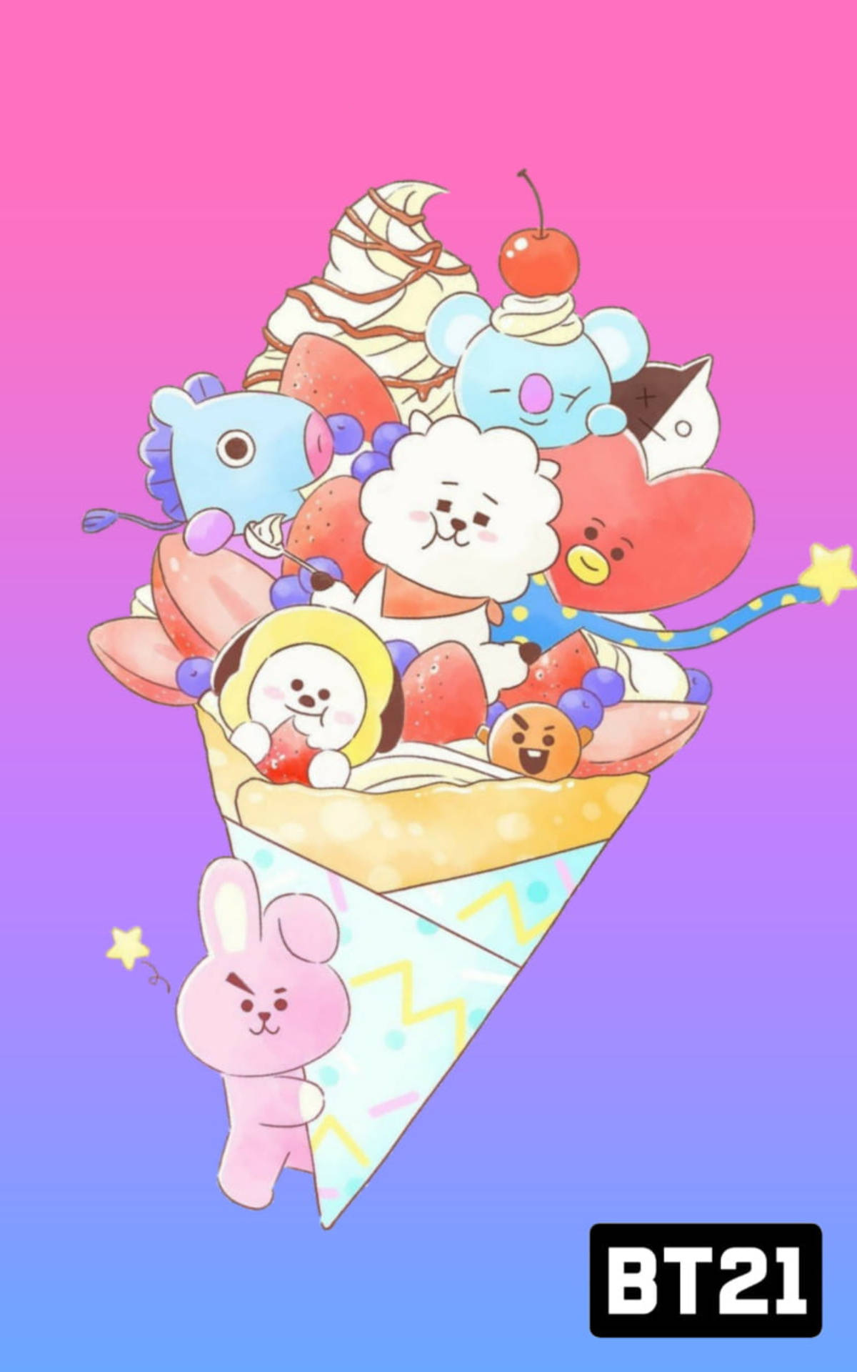 Bts Bt21 Cone Art Background