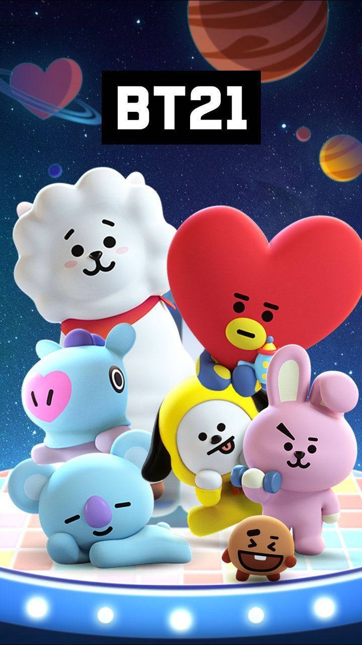 Bts Bt21 On A Platform Background