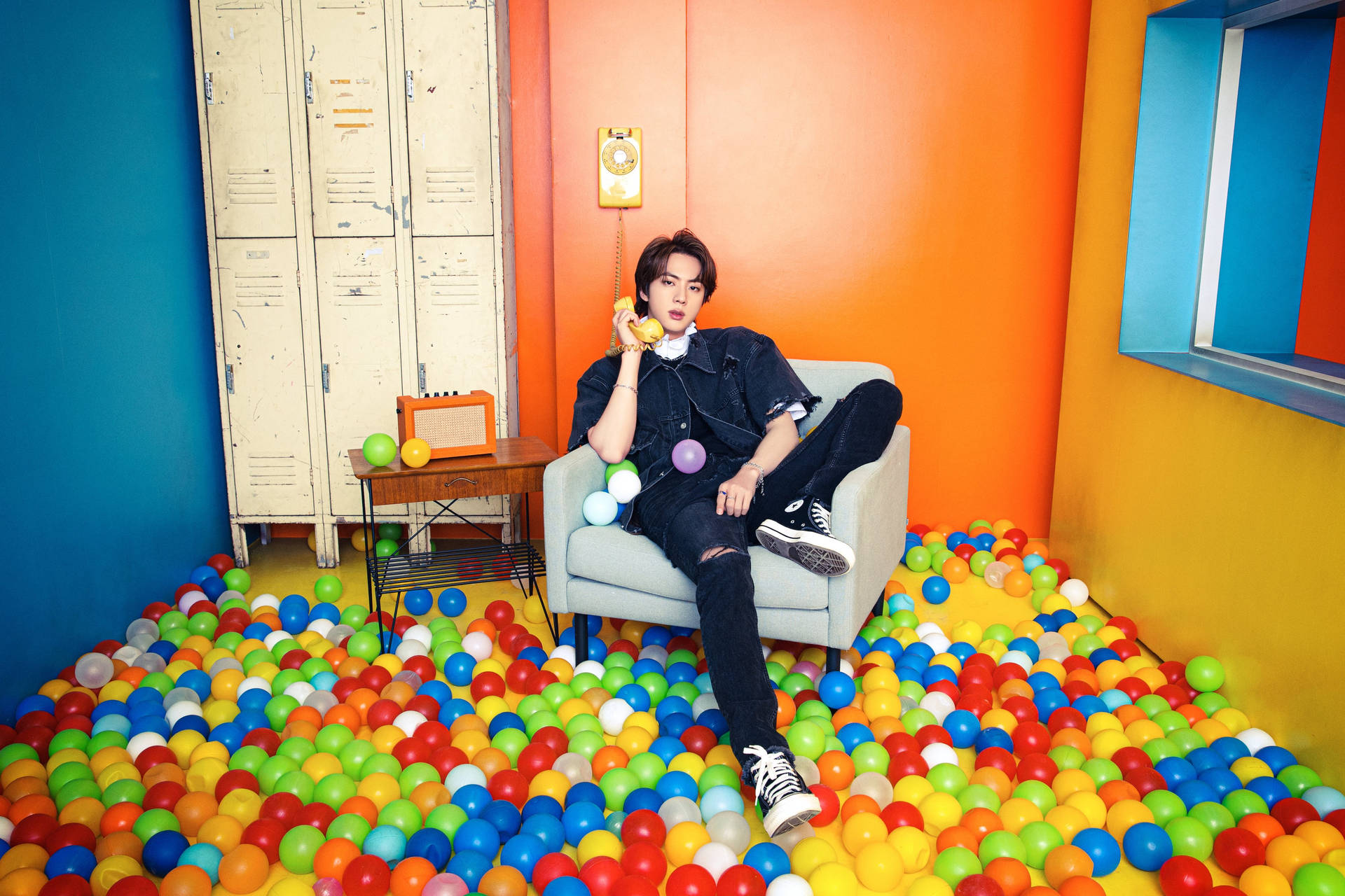 Bts Butter Jin Colorful Balls Background