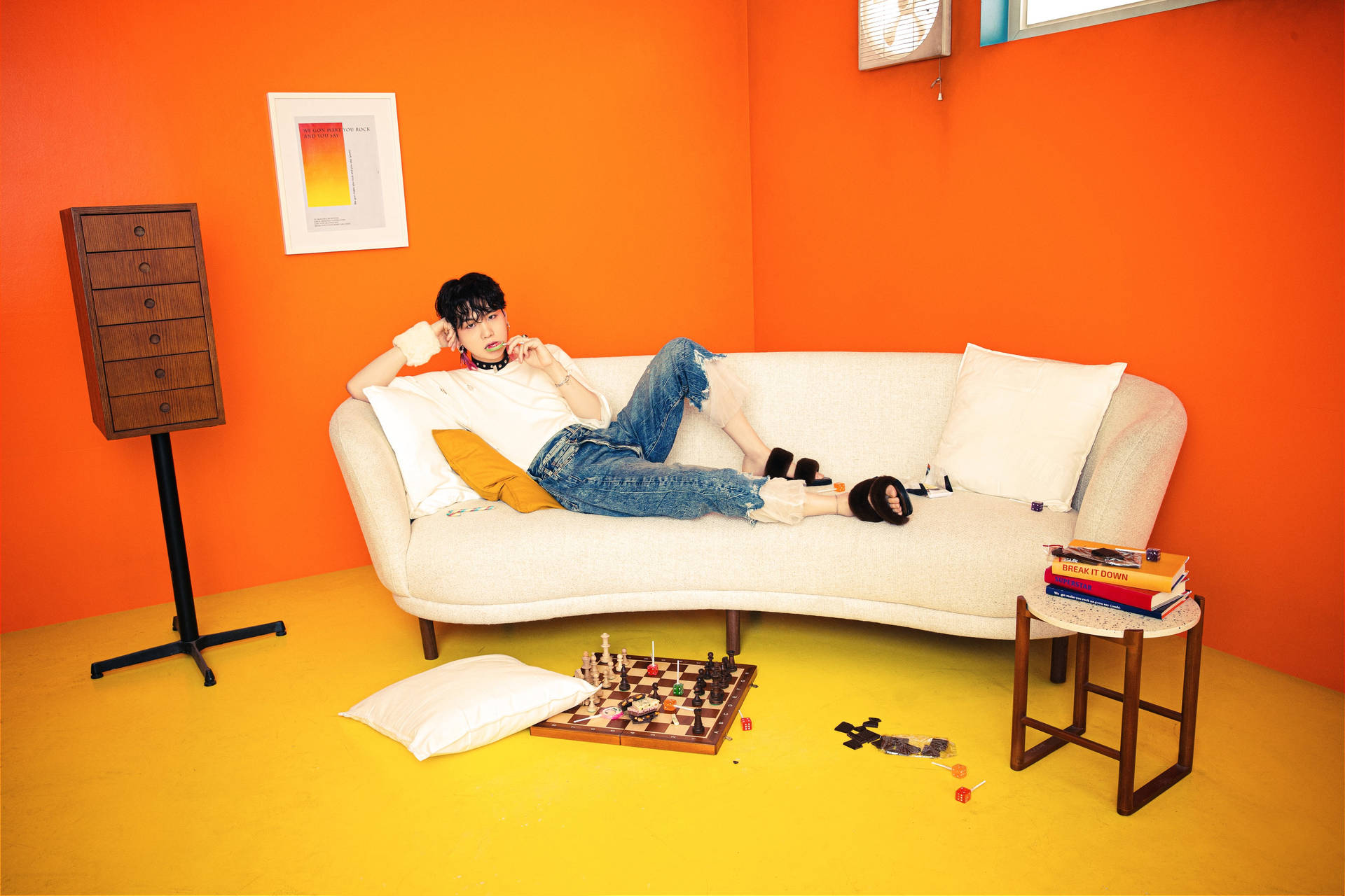 Bts Butter Suga Lying On Couch Background