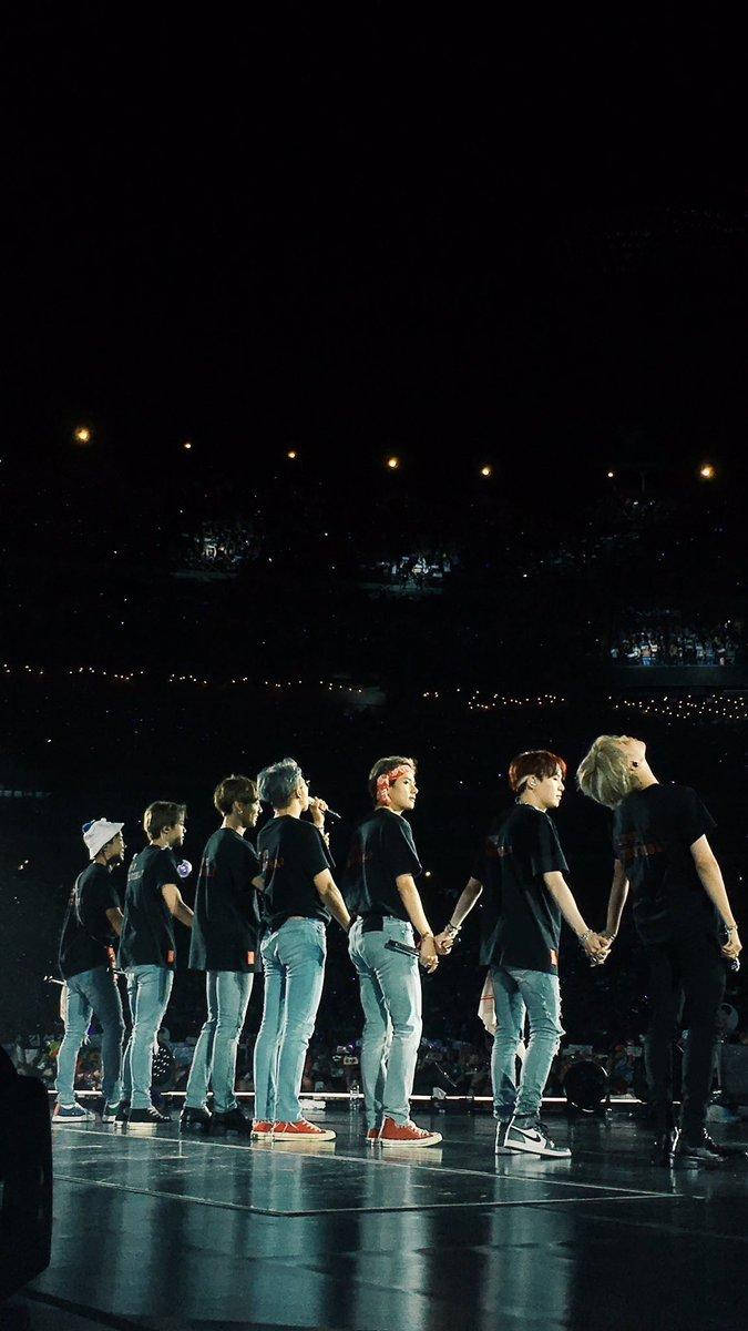 Bts Concert In Black Tees Onstage Background