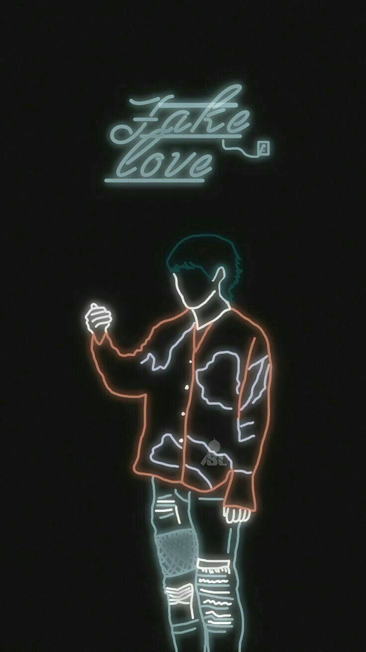 Bts Fake Love Neon Lights Background