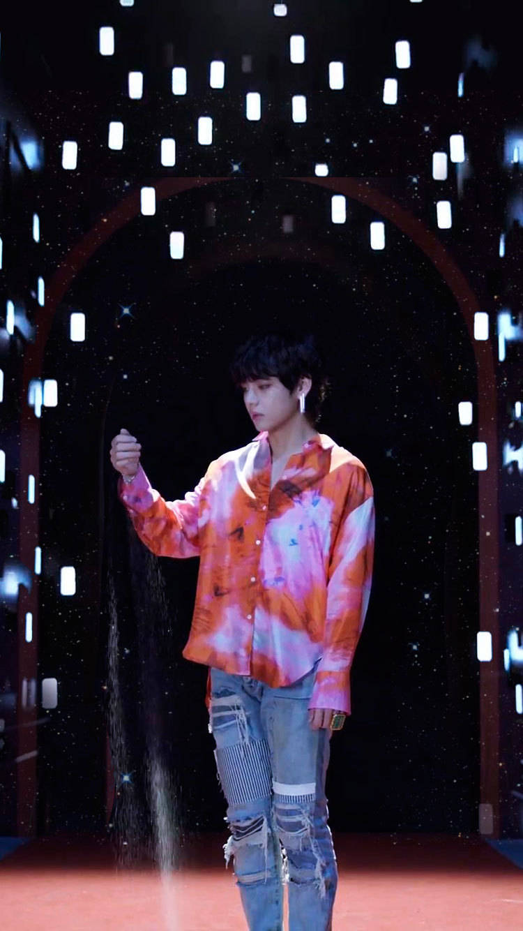 Bts Fake Love Taehyung Rectangle Lights Background