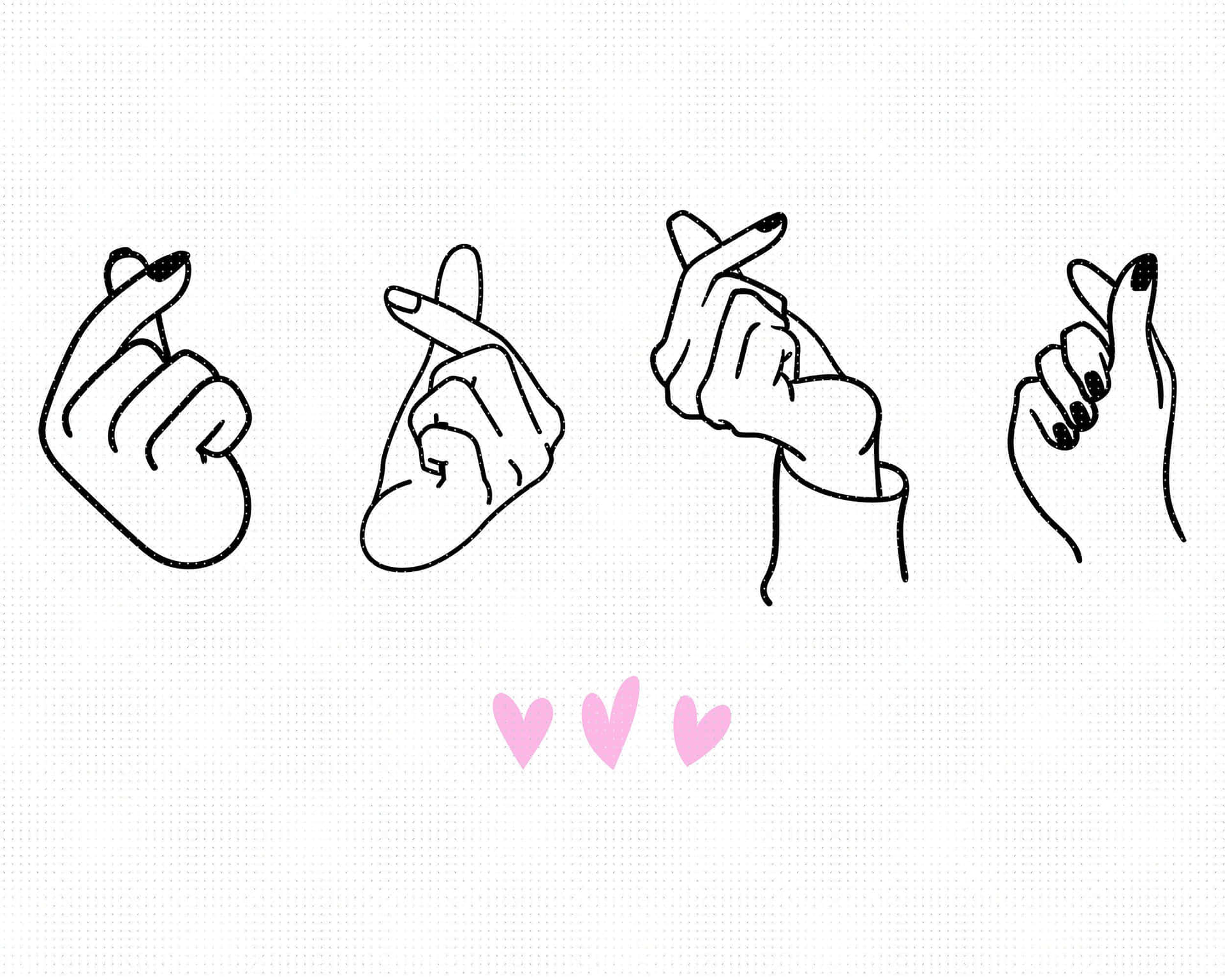 Bts Finger Heart Four Hand Gesture