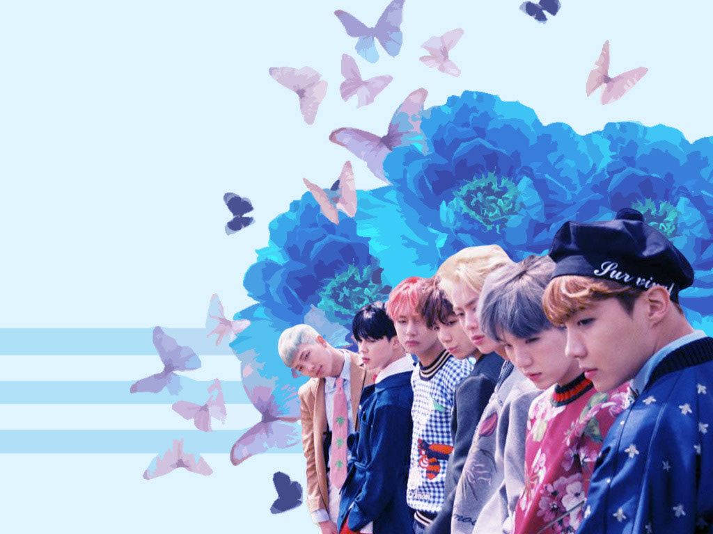 Bts Flowers And Butterflies Laptop Background