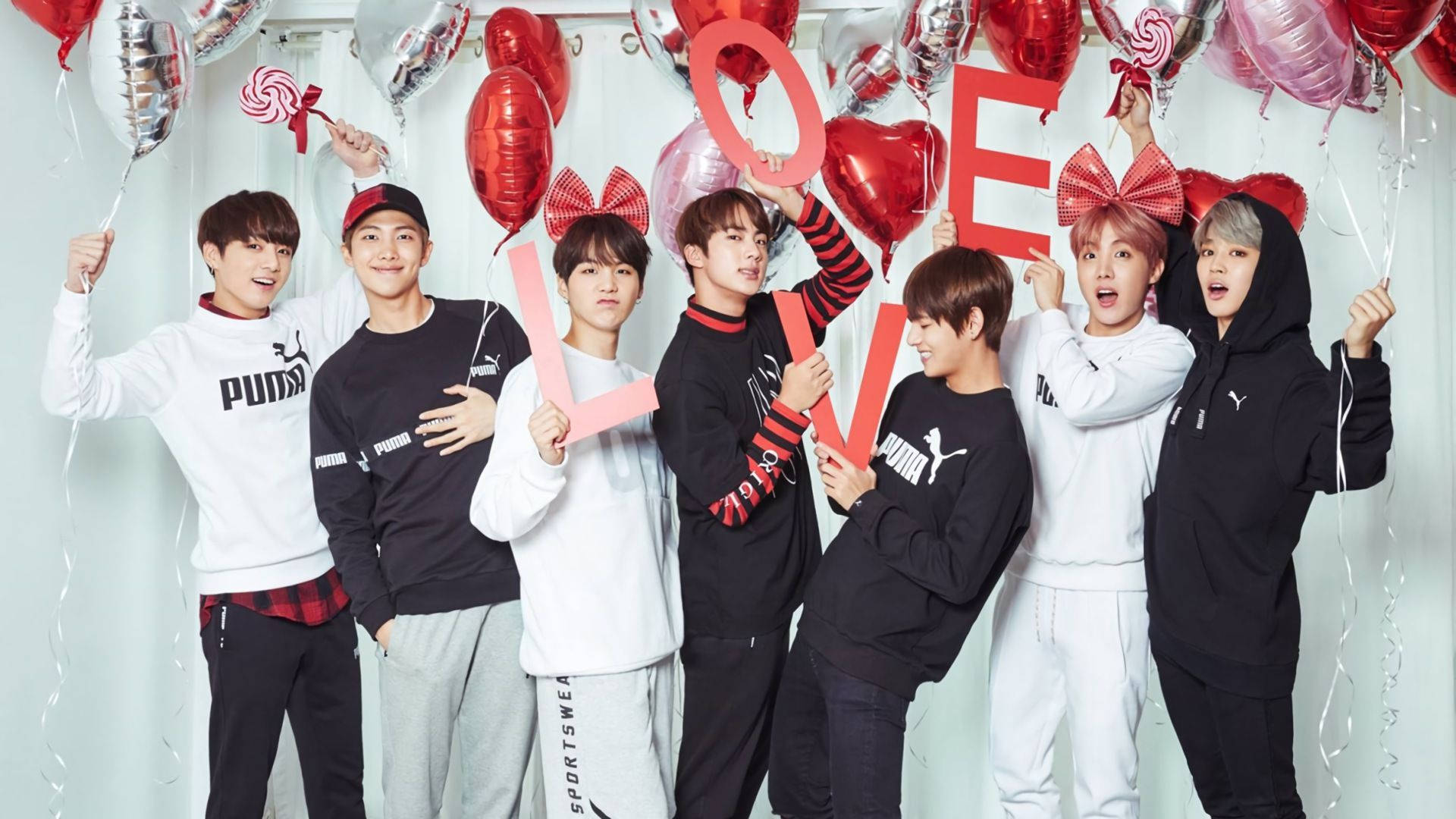 Bts Group Aesthetic Valentines Photo Background