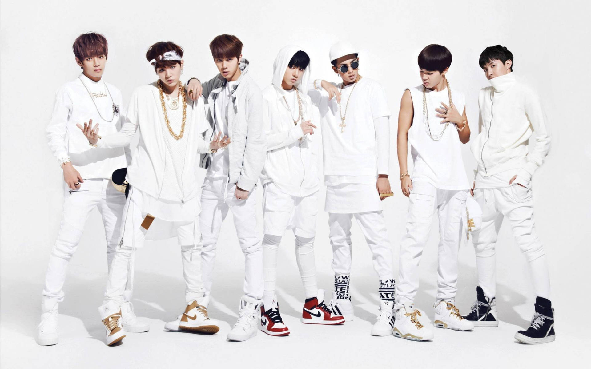 Bts Group Photo All White Outfit Background