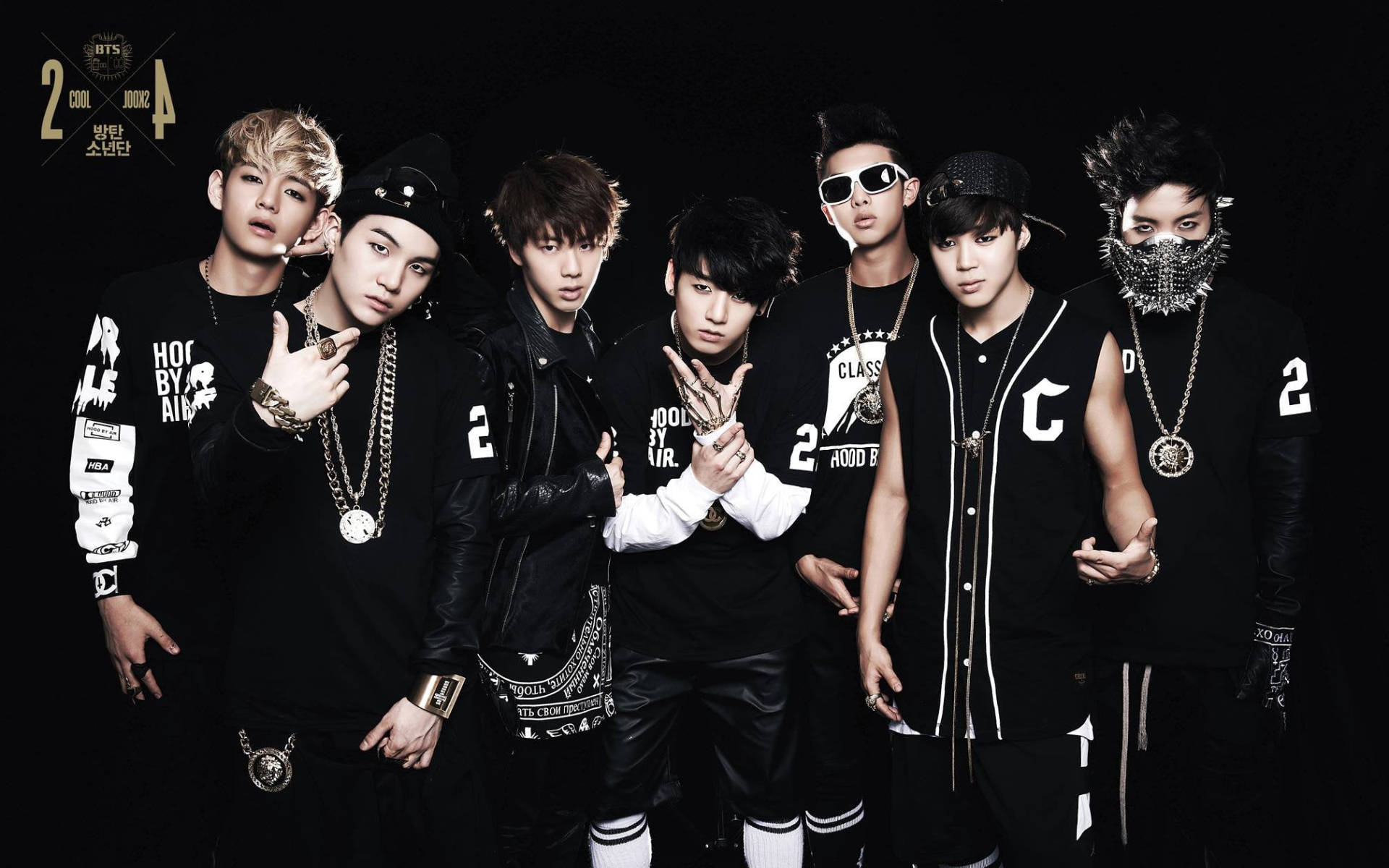 Bts Group Photo In Hip-hop Background