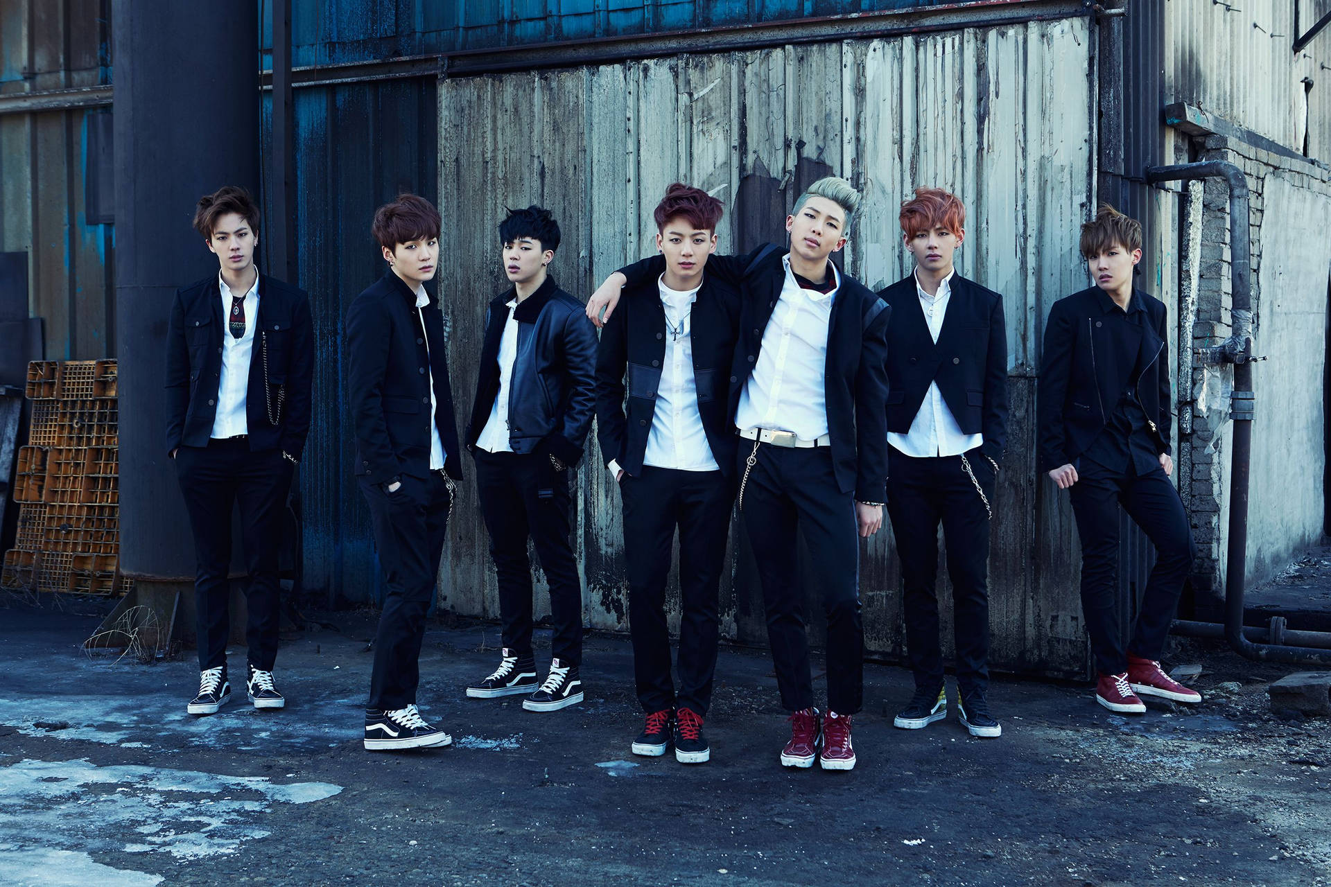 Bts In Cool Black Jackets Background