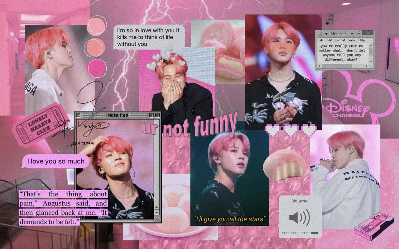 “bts In Pink Aesthetic Desktop Wallpapers To Brighten Up Your Day” Background