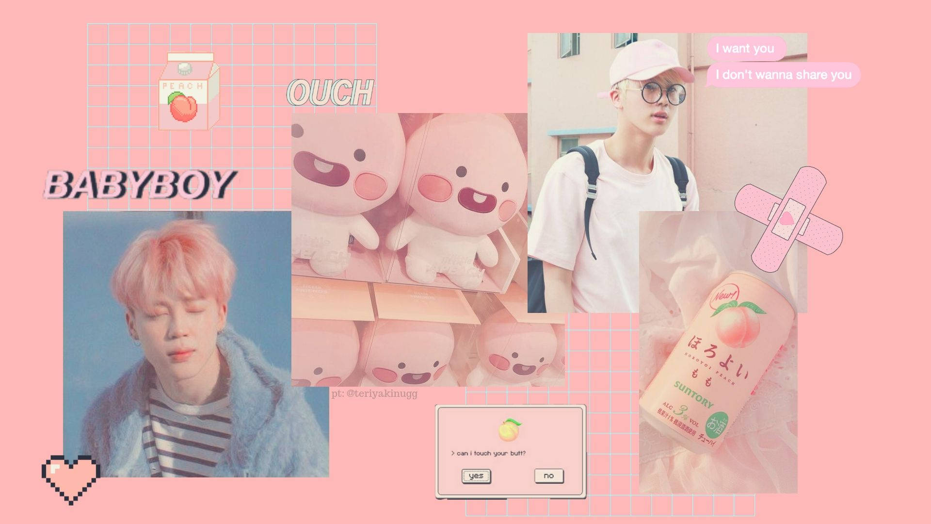Bts Jimin And Jin Pastel Pink Background