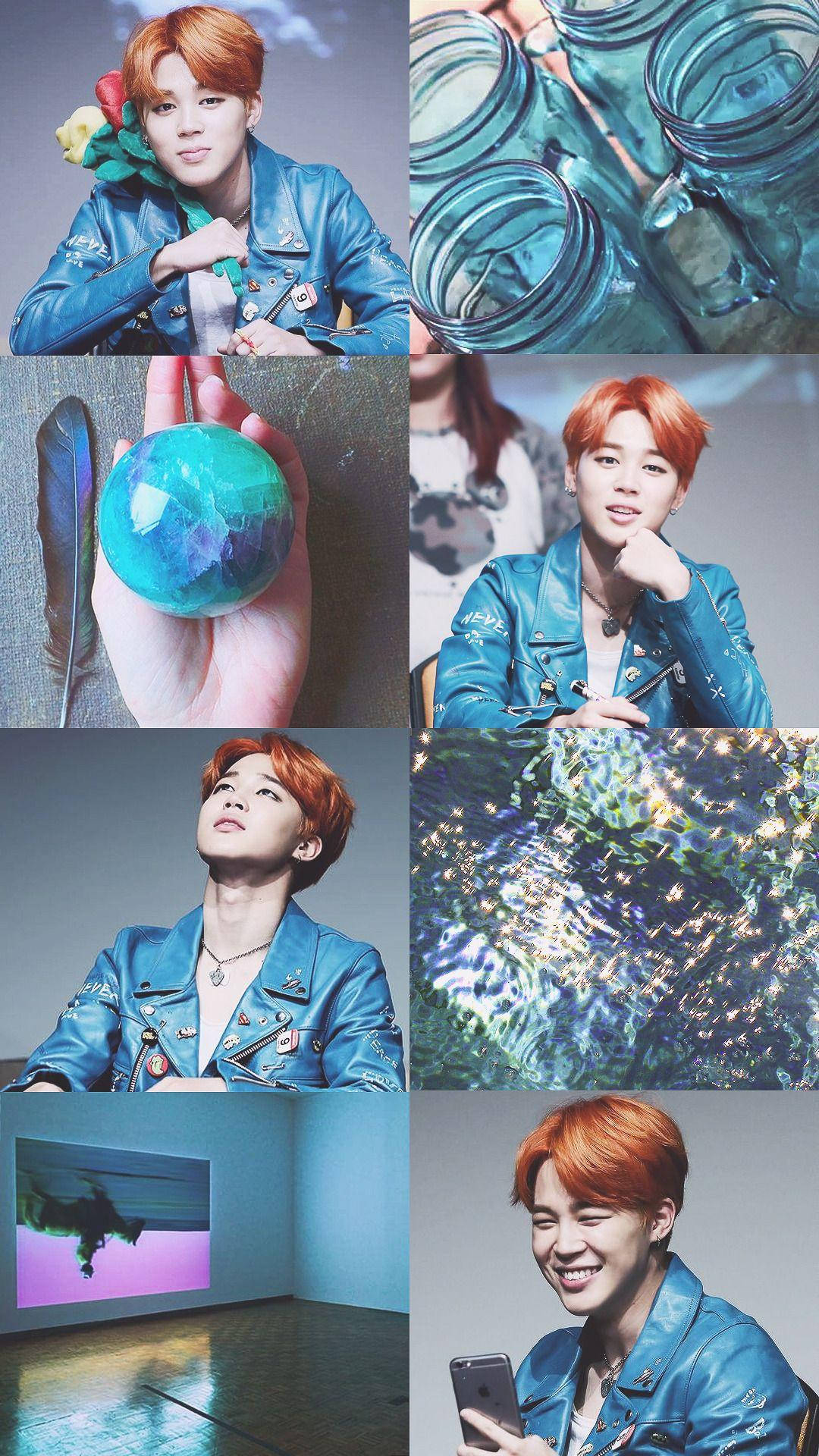 Bts Jimin Blue Aesthetic Collage Background
