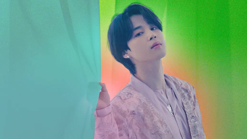 Bts Jimin In A Dreamy Neon Photoshoot Background