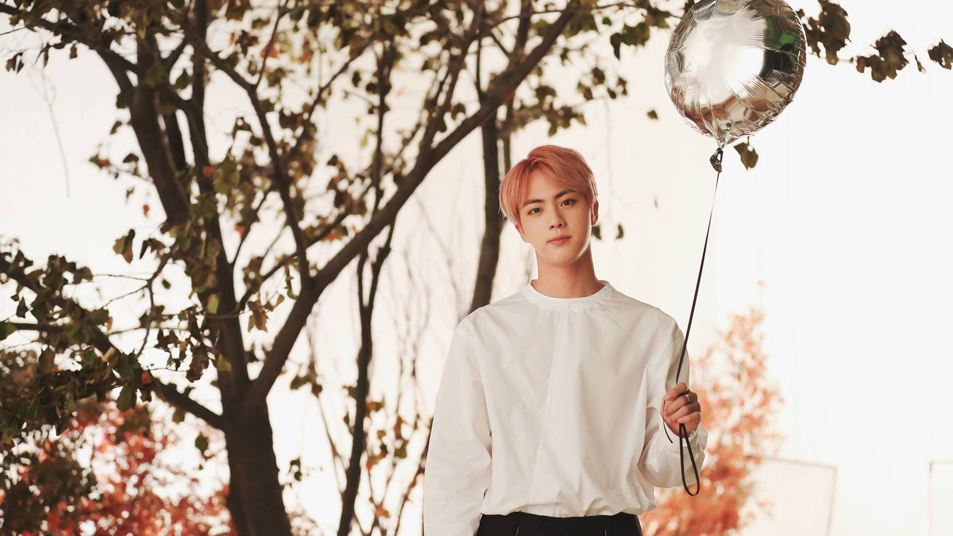 Bts Jin Holding A Balloon Background