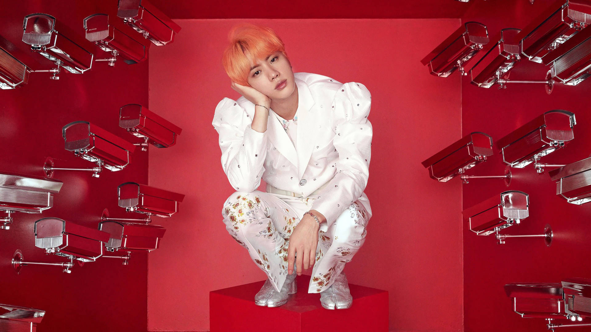 Bts Jin In All-white For 'idol' Background
