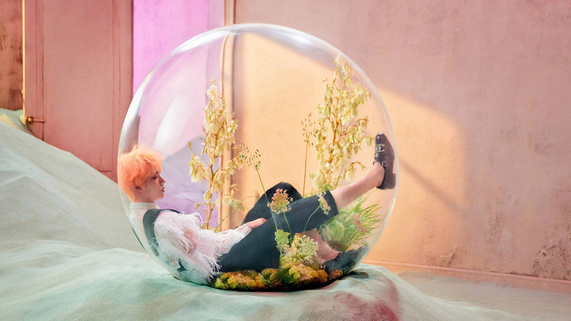 Bts Jin Inside The Floral Dome Background
