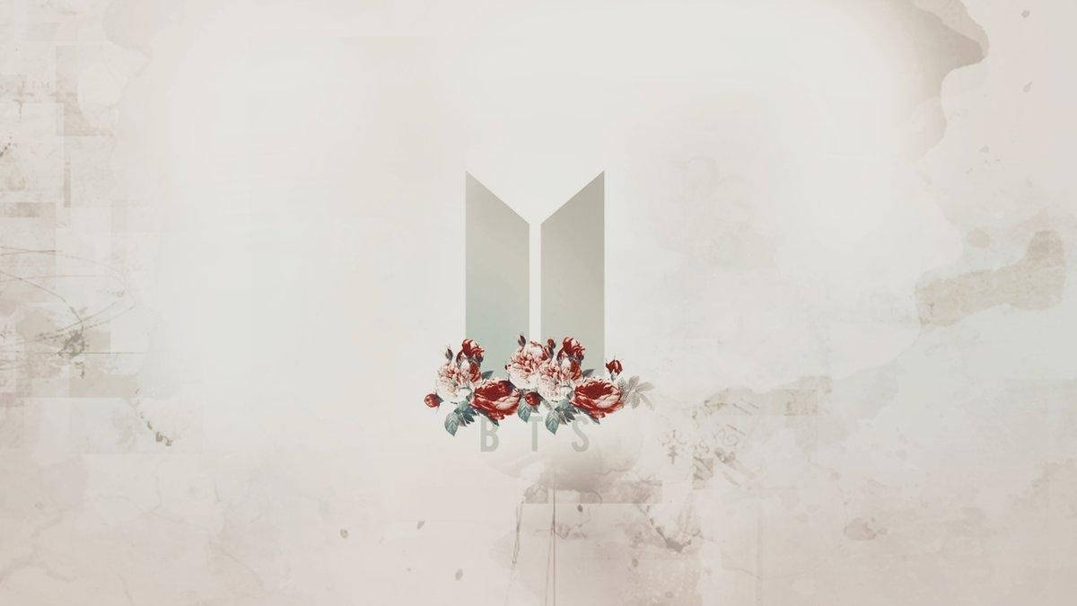 Bts Logo With Flowers Laptop Background