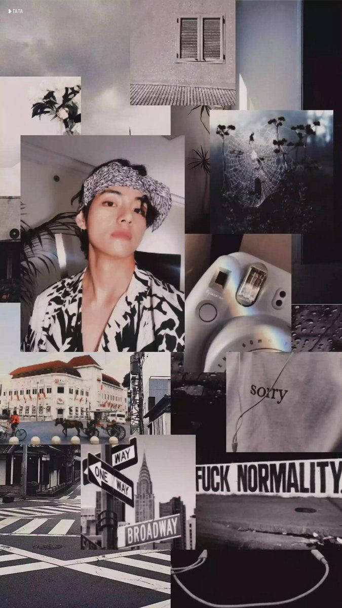 Bts Member V Gray Aesthetic Background