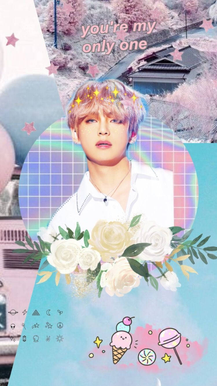 Bts Member V Pastel Colors Aesthetic Background