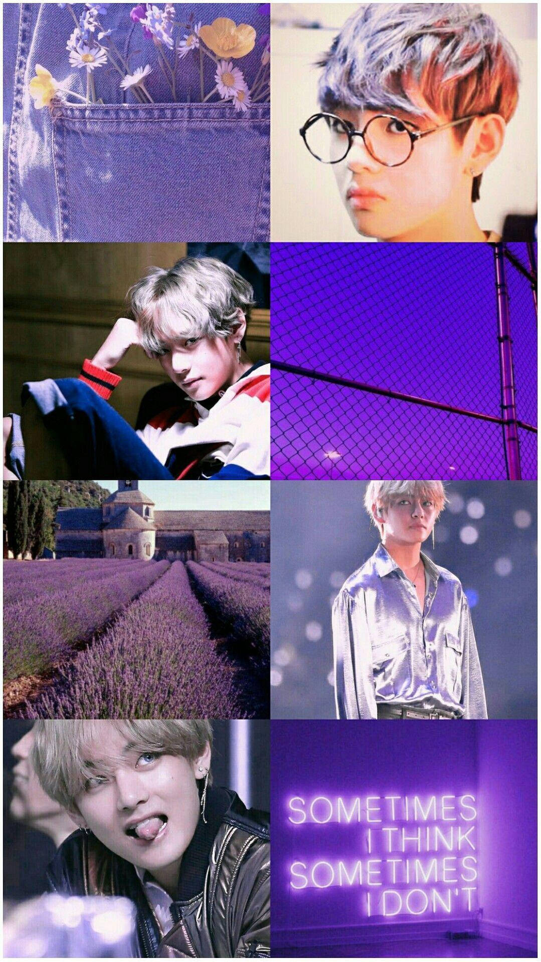 Bts Member V Purple Light Aesthetic Background