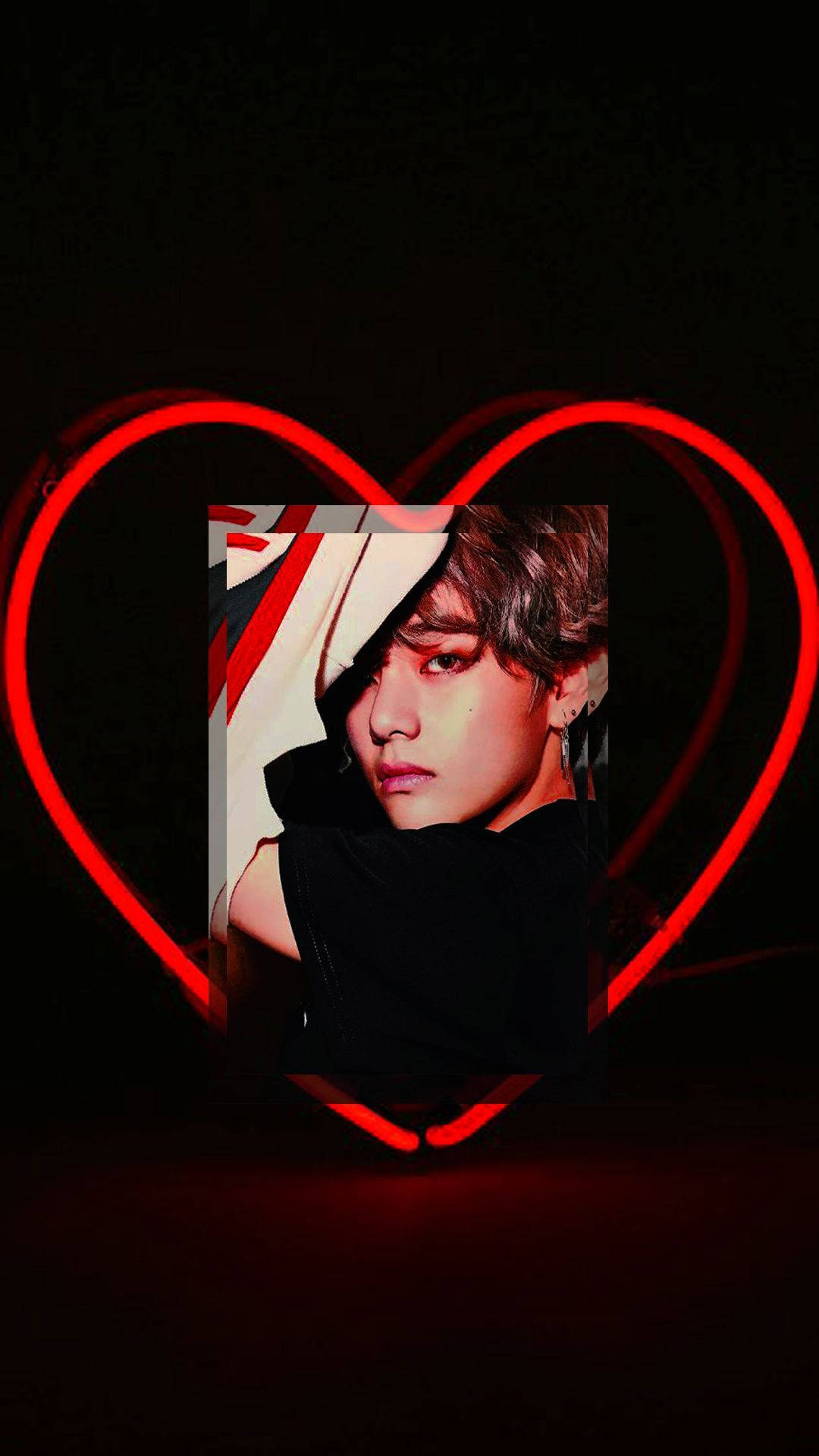 Bts Member V Red Heart Aesthetic Background