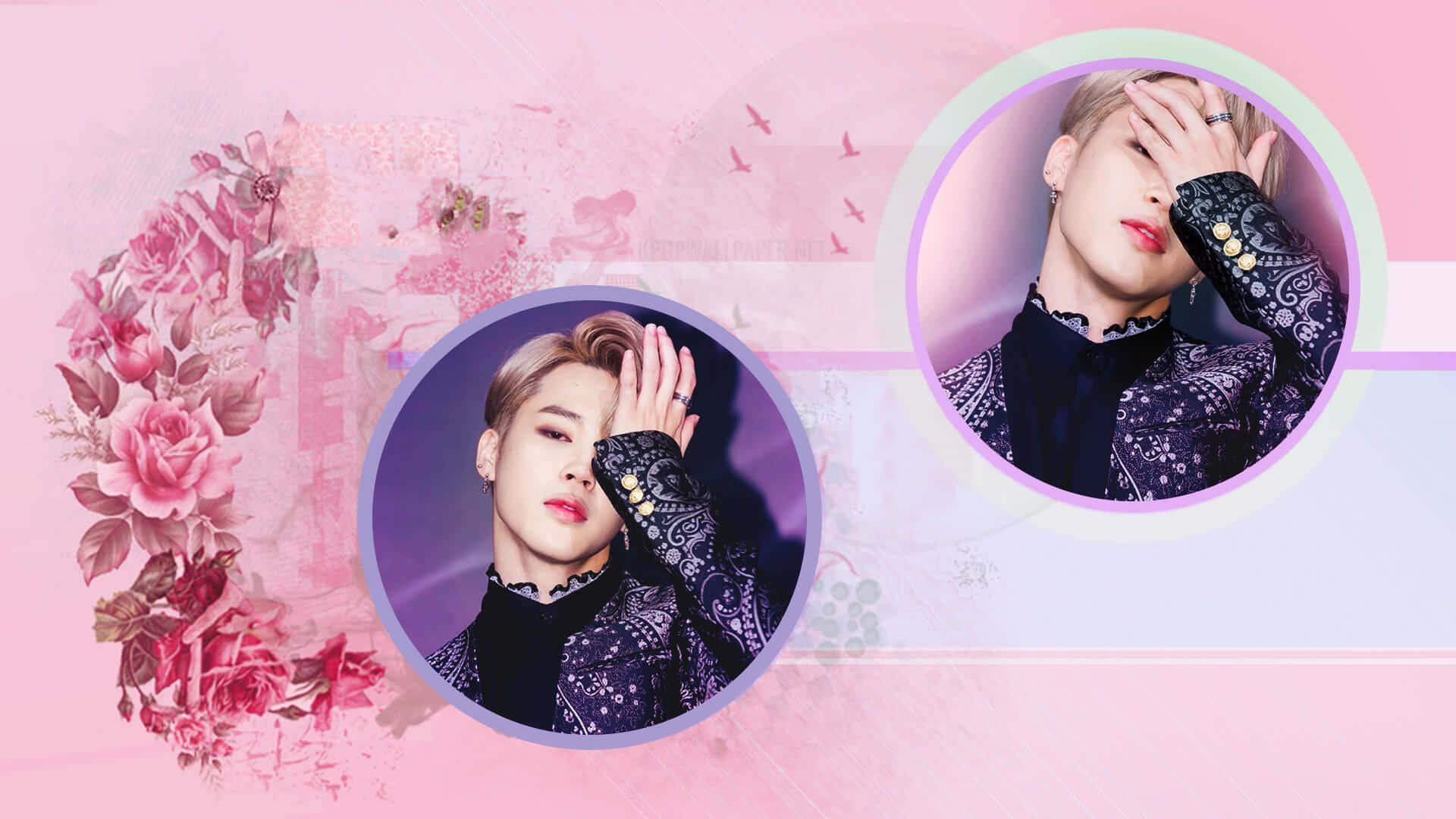 Bts Members In A Pink Aesthetic Desktop Background