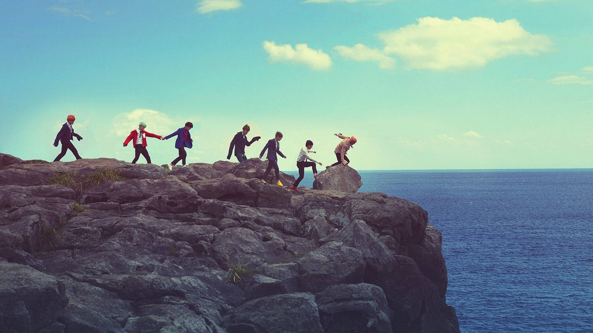 Bts On A Cliff Desktop Wallpaper